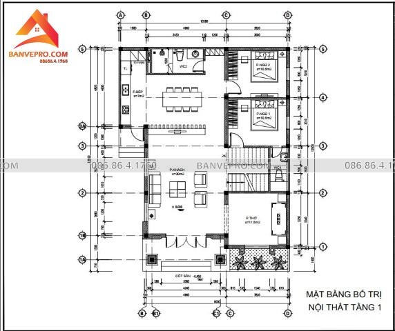 Bản vẽ cad biệt thự 2 tầng mái nhật 9×12.5m đầy đủ hạng mục kèm 3d ...